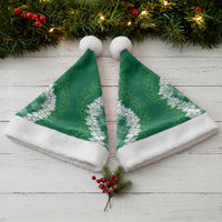 Hawaii Aloha Plumeria Lei Green Palaka Christmas Santa Hat - Polynesian Pride