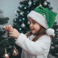 Hawaii Aloha Plumeria Lei Green Palaka Christmas Santa Hat - Polynesian Pride