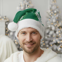 Hawaii Aloha Plumeria Lei Green Palaka Christmas Santa Hat - Polynesian Pride