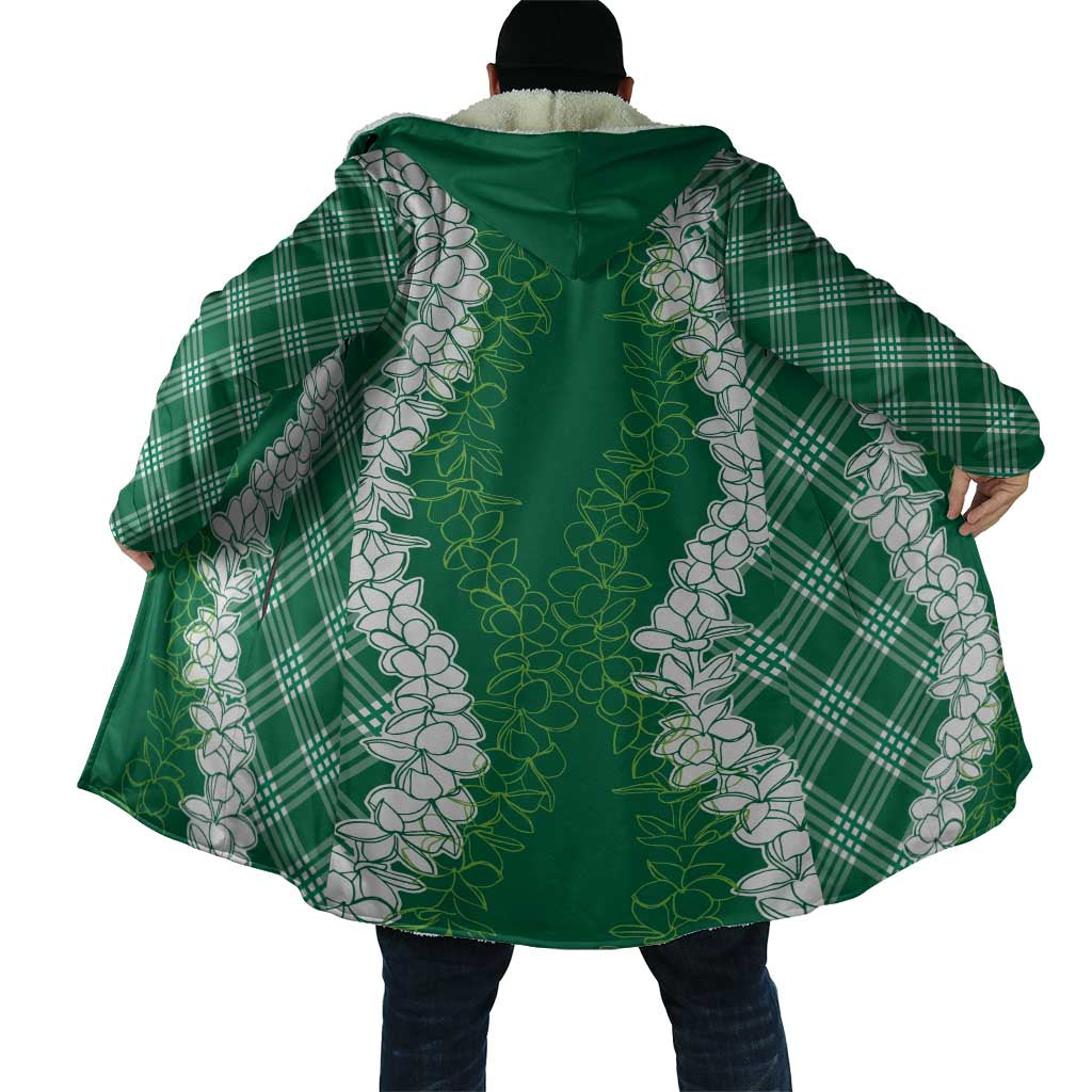 Hawaii Aloha Plumeria Lei Green Palaka Cloak - Polynesian Pride