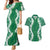 Hawaii Aloha Plumeria Lei Green Palaka Couples Matching Mermaid Dress and Hawaiian Shirt - Polynesian Pride