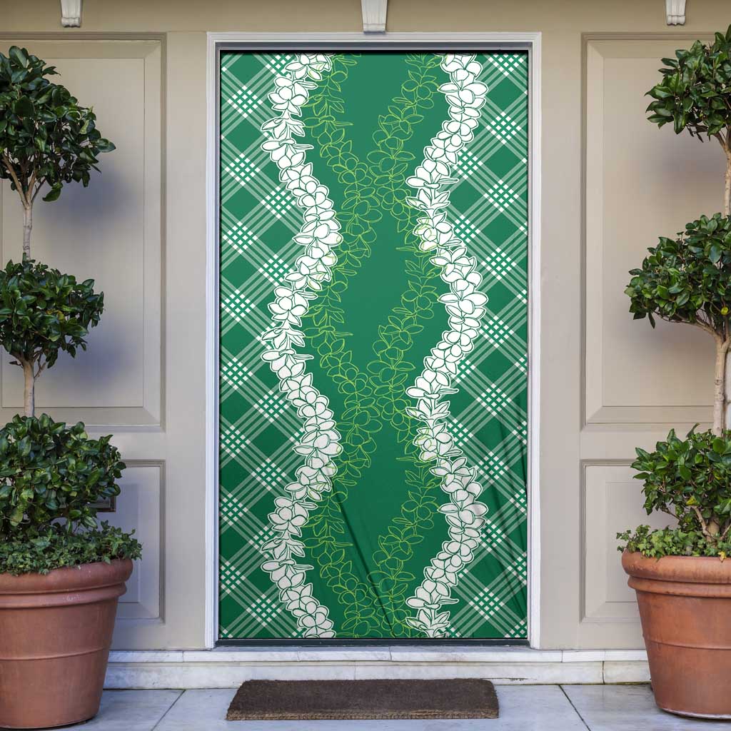Hawaii Aloha Plumeria Lei Green Palaka Door Cover - Polynesian Pride