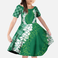Hawaii Aloha Plumeria Lei Green Palaka Family Matching Puletasi and Hawaiian Shirt - Polynesian Pride