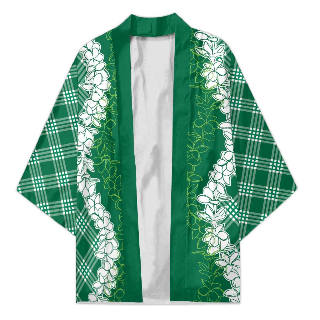 Hawaii Aloha Plumeria Lei Green Palaka Kimono LT7 Unisex Green - Polynesian Pride