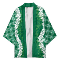 Hawaii Aloha Plumeria Lei Green Palaka Kimono LT7 Unisex Green - Polynesian Pride