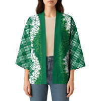 Hawaii Aloha Plumeria Lei Green Palaka Kimono LT7 - Polynesian Pride