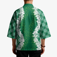 Hawaii Aloha Plumeria Lei Green Palaka Kimono LT7 - Polynesian Pride
