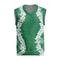 Hawaii Aloha Plumeria Lei Green Palaka Christmas Knitted V-Neck Vest LT7 Green - Polynesian Pride