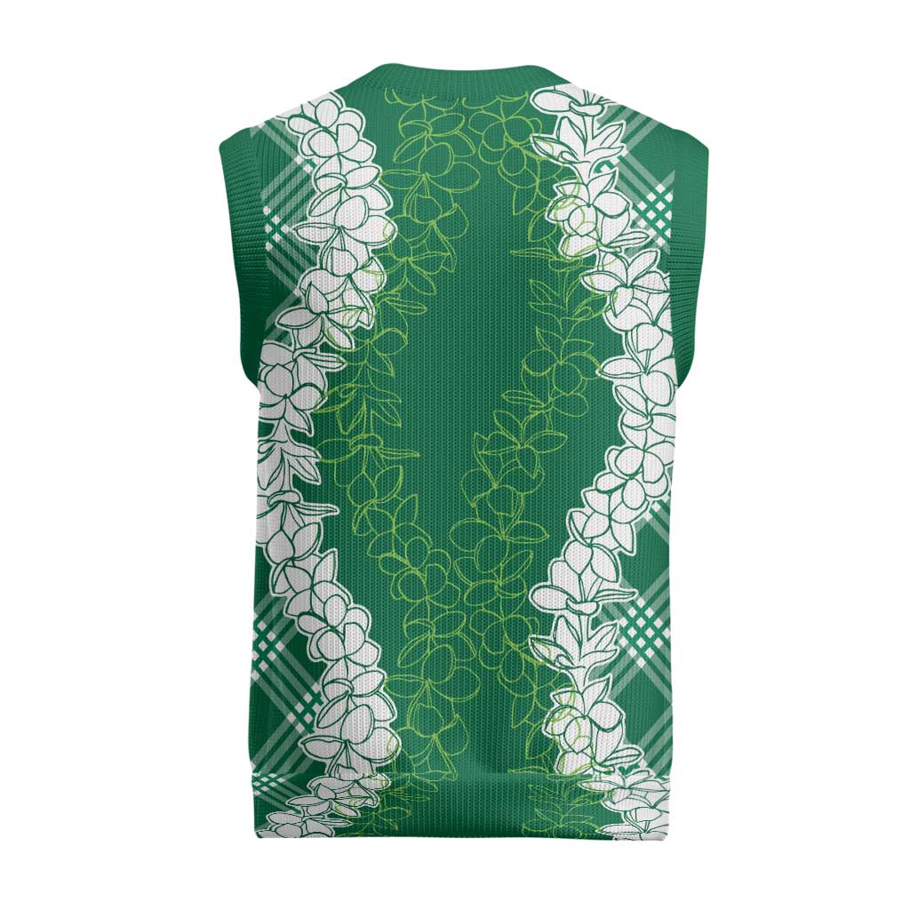 Hawaii Aloha Plumeria Lei Green Palaka Christmas Knitted V-Neck Vest LT7 - Polynesian Pride