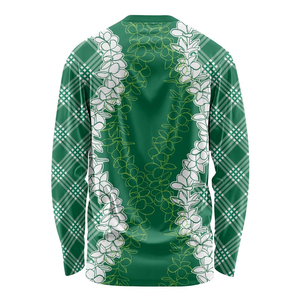 Hawaii Aloha Plumeria Lei Green Palaka Long Sleeve Shirt LT7 - Polynesian Pride