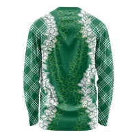 Hawaii Aloha Plumeria Lei Green Palaka Long Sleeve Shirt LT7 - Polynesian Pride