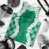 Hawaii Aloha Plumeria Lei Green Palaka Men Tank Top - Polynesian Pride