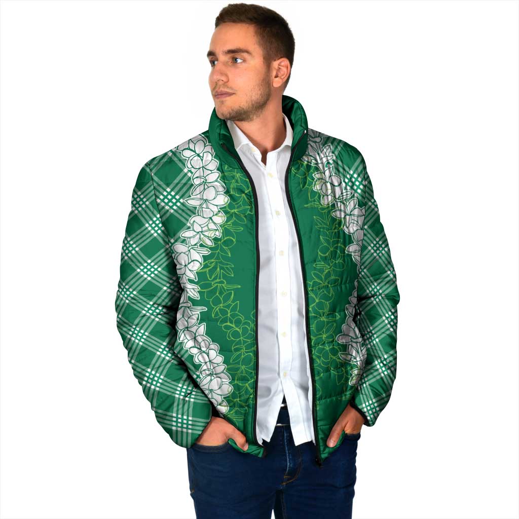 Hawaii Aloha Plumeria Lei Green Palaka Padded Jacket LT7 - Polynesian Pride