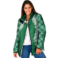 Hawaii Aloha Plumeria Lei Green Palaka Padded Jacket LT7 Women Green - Polynesian Pride