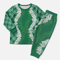 Hawaii Aloha Plumeria Lei Green Palaka Christmas Pajama Set LT7 Men Green - Polynesian Pride