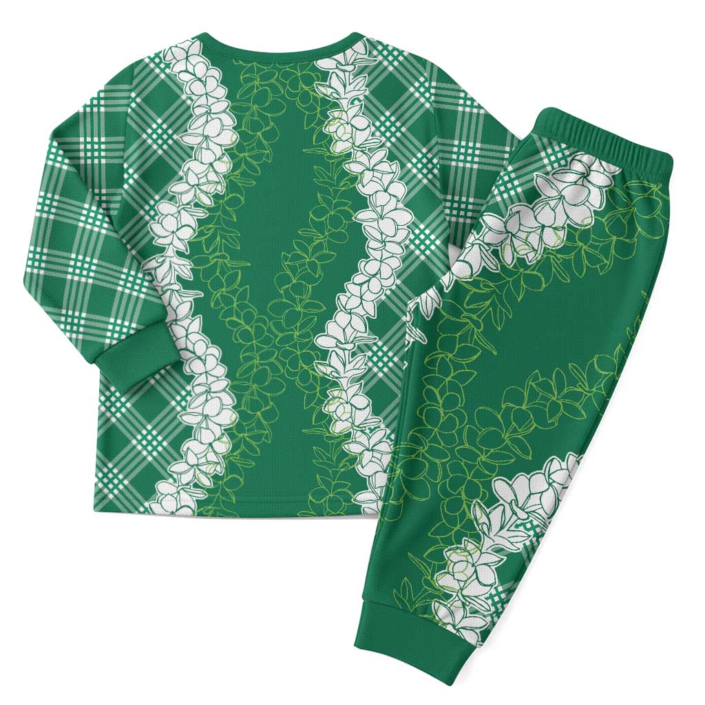 Hawaii Aloha Plumeria Lei Green Palaka Christmas Pajama Set LT7 - Polynesian Pride