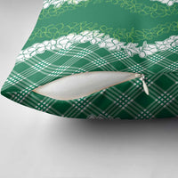 Hawaii Aloha Plumeria Lei Green Palaka Pillow Cover - Polynesian Pride
