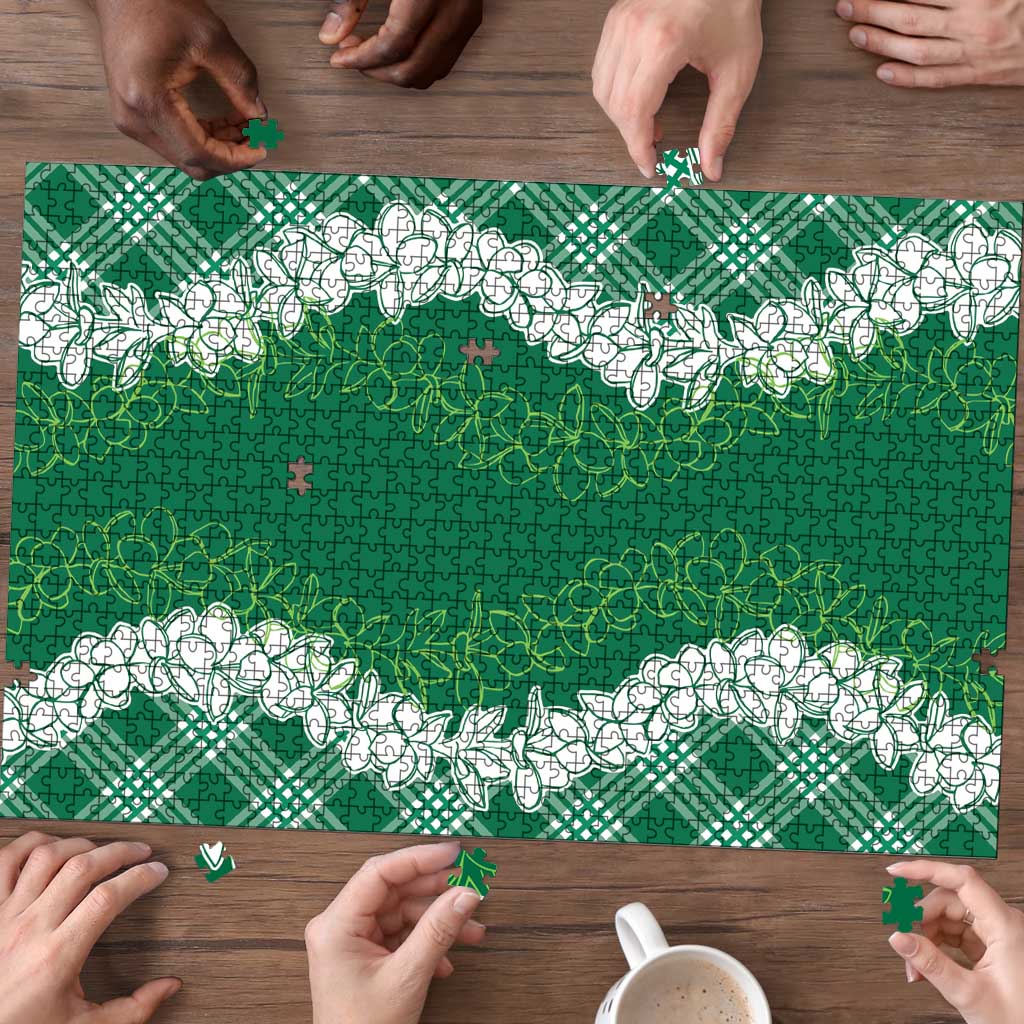 Hawaii Aloha Plumeria Lei Green Palaka Puzzle LT7 - Polynesian Pride
