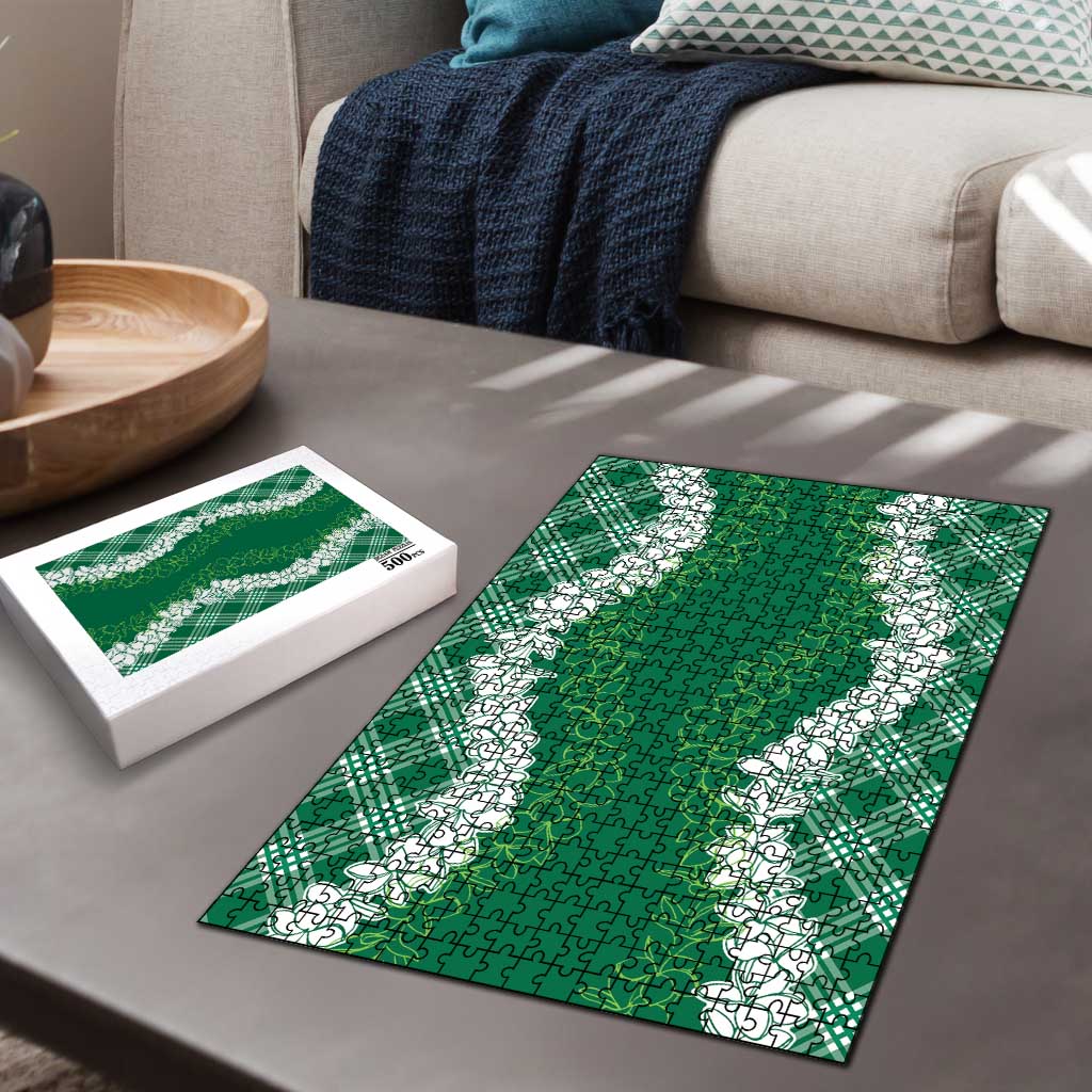 Hawaii Aloha Plumeria Lei Green Palaka Puzzle LT7 - Polynesian Pride