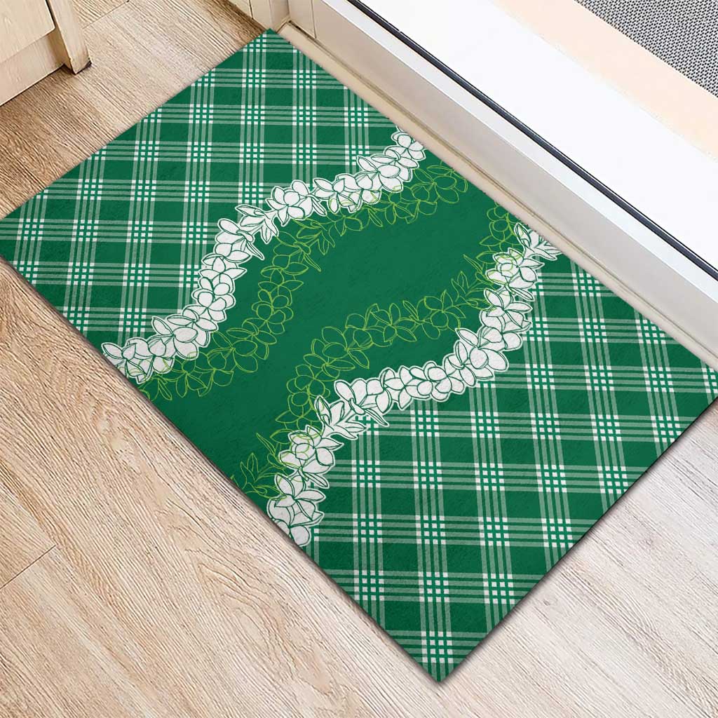 Hawaii Aloha Plumeria Lei Green Palaka Rubber Doormat LT7 - Polynesian Pride