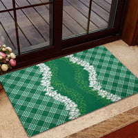Hawaii Aloha Plumeria Lei Green Palaka Rubber Doormat LT7 - Polynesian Pride