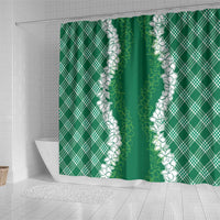 Hawaii Aloha Plumeria Lei Green Palaka Shower Curtain - Polynesian Pride