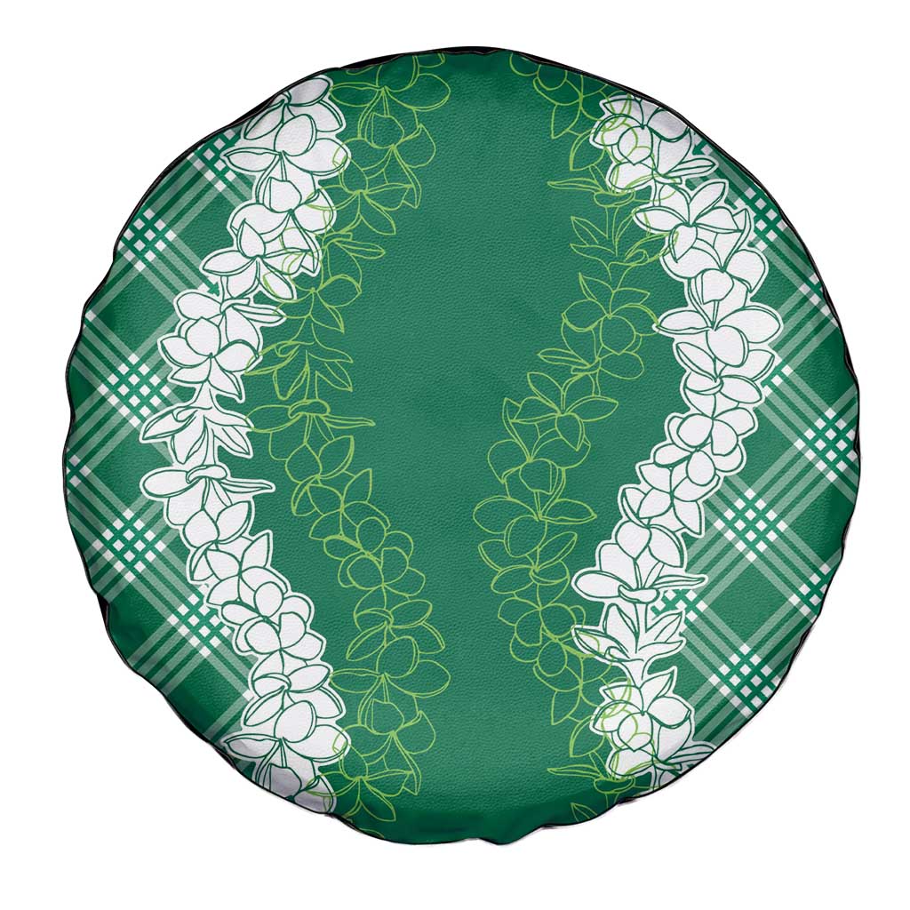 Hawaii Aloha Plumeria Lei Green Palaka Spare Tire Cover - Polynesian Pride
