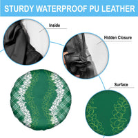 Hawaii Aloha Plumeria Lei Green Palaka Spare Tire Cover - Polynesian Pride