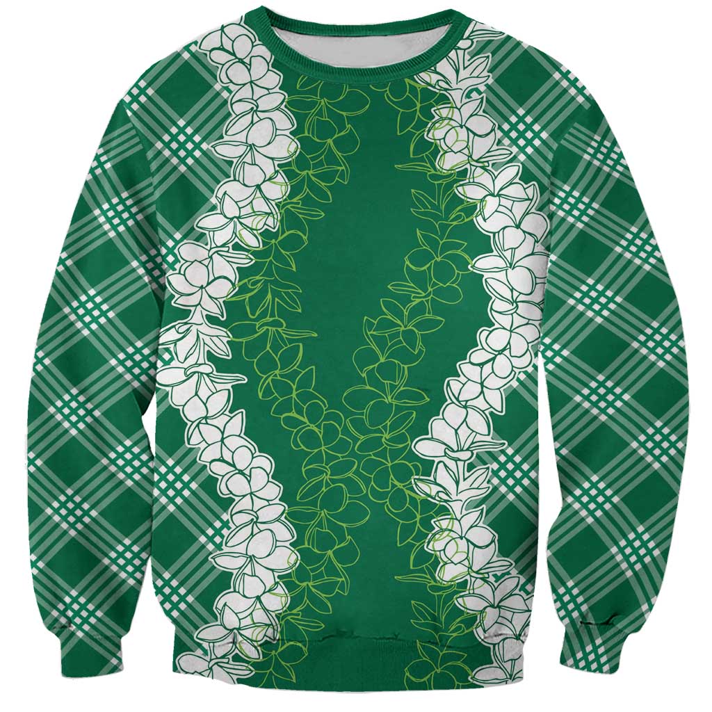 Hawaii Aloha Plumeria Lei Green Palaka Sweatshirt LT7 Unisex Green - Polynesian Pride
