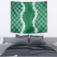 Hawaii Aloha Plumeria Lei Green Palaka Tapestry - Polynesian Pride