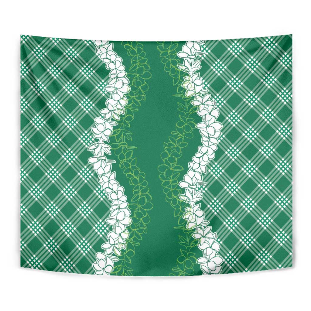 Hawaii Aloha Plumeria Lei Green Palaka Tapestry - Polynesian Pride