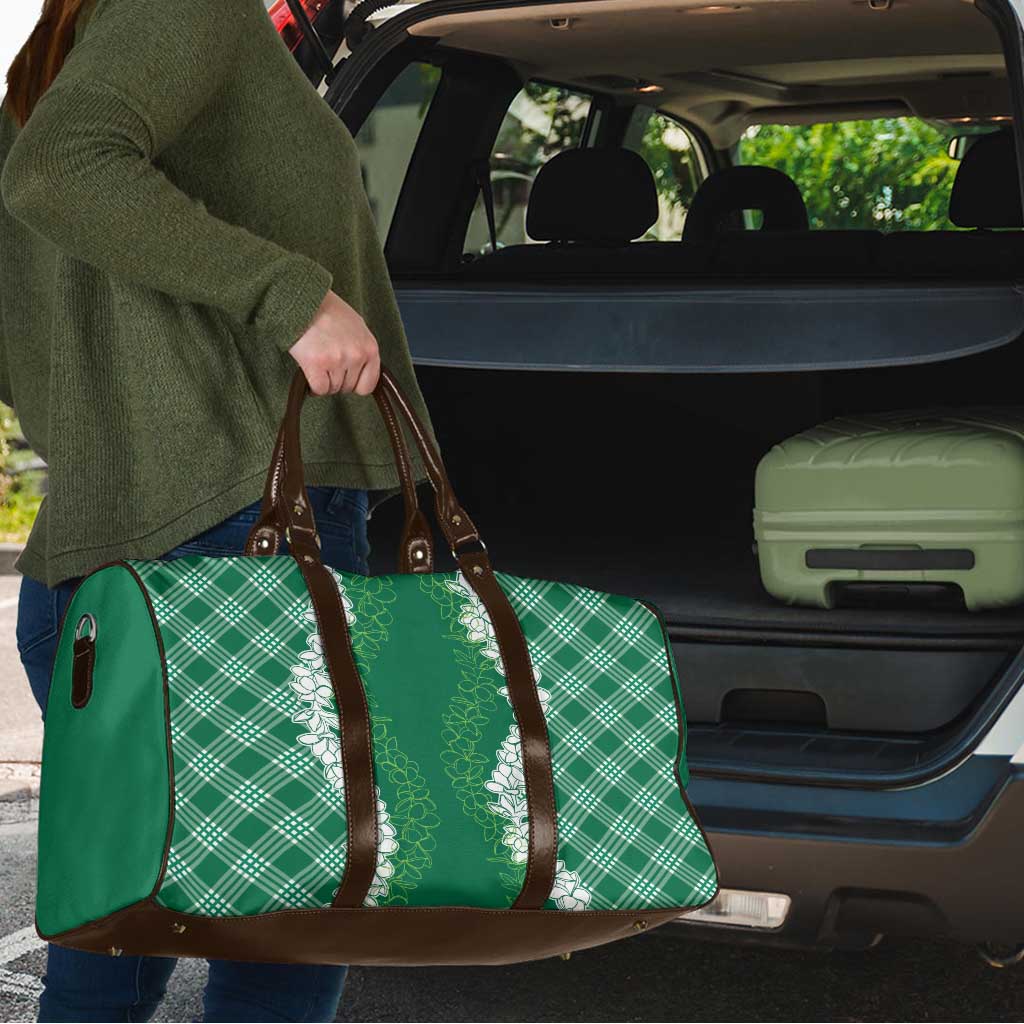 Hawaii Aloha Plumeria Lei Green Palaka Travel Bag - Polynesian Pride