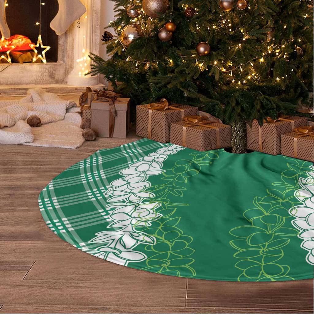 Hawaii Aloha Plumeria Lei Green Palaka Tree Skirt LT7 - Polynesian Pride