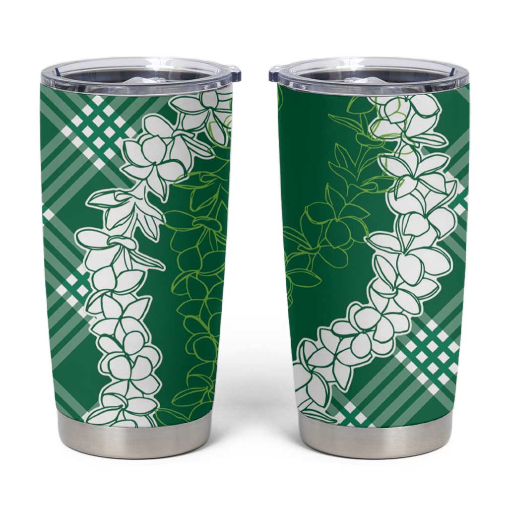 Hawaii Aloha Plumeria Lei Green Palaka Tumbler Cup - Polynesian Pride