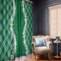 Hawaii Aloha Plumeria Lei Green Palaka Window Curtain - Polynesian Pride