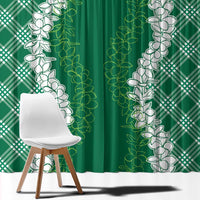 Hawaii Aloha Plumeria Lei Green Palaka Window Curtain - Polynesian Pride