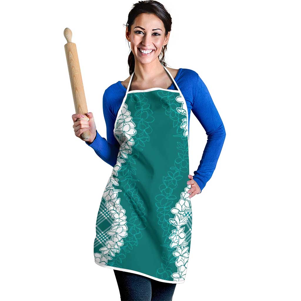Hawaii Aloha Plumeria Lei Teal Palaka Apron LT7 - Polynesian Pride