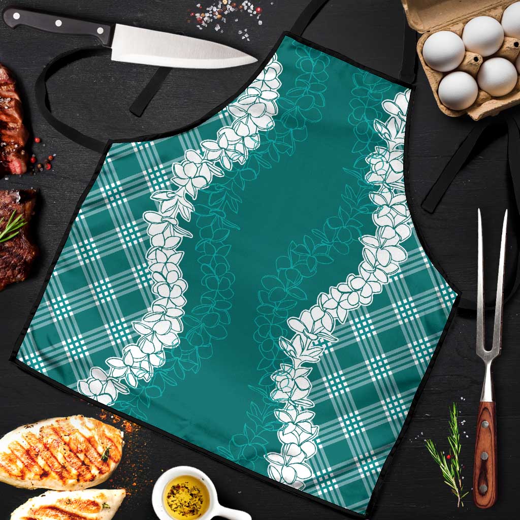 Hawaii Aloha Plumeria Lei Teal Palaka Apron LT7 Teal - Polynesian Pride