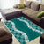 Hawaii Aloha Plumeria Lei Teal Palaka Area Rug - Polynesian Pride