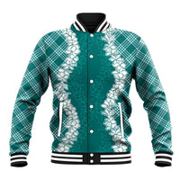 Hawaii Aloha Plumeria Lei Teal Palaka Baseball Jacket LT7 Unisex Teal - Polynesian Pride