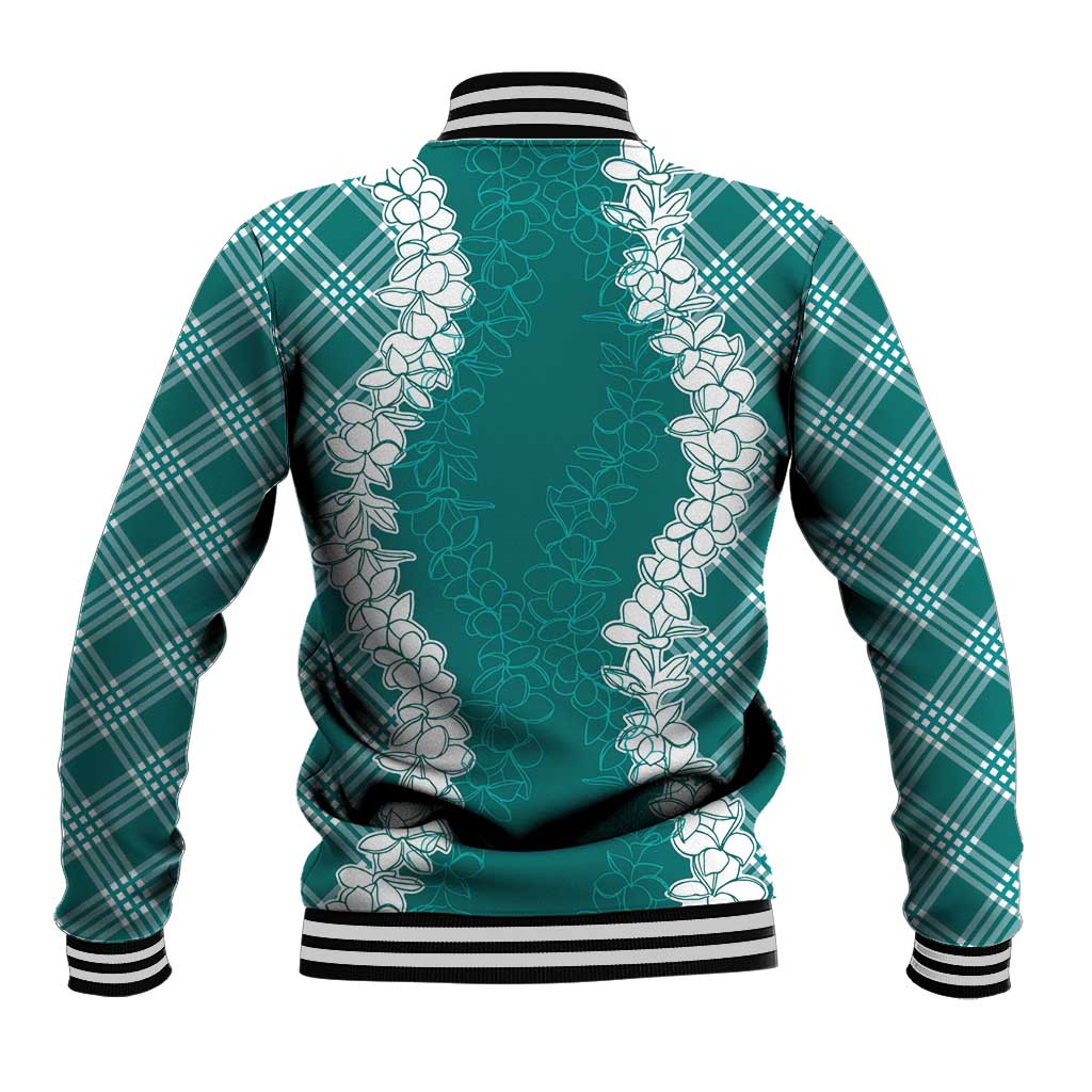 Hawaii Aloha Plumeria Lei Teal Palaka Baseball Jacket LT7 - Polynesian Pride