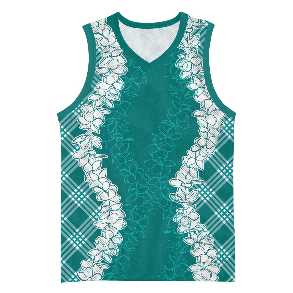 Hawaii Aloha Plumeria Lei Teal Palaka Basketball Jersey LT7 Unisex Teal - Polynesian Pride