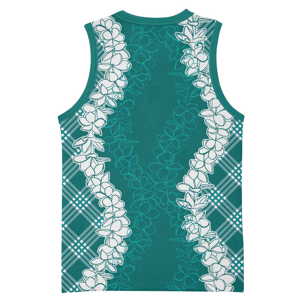Hawaii Aloha Plumeria Lei Teal Palaka Basketball Jersey LT7 - Polynesian Pride