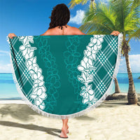 Hawaii Aloha Plumeria Lei Teal Palaka Beach Blanket LT7 - Polynesian Pride