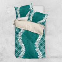 Hawaii Aloha Plumeria Lei Teal Palaka Bedding Set - Polynesian Pride