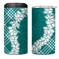 Hawaii Aloha Plumeria Lei Teal Palaka 4 in 1 Can Cooler Tumbler - Polynesian Pride