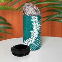 Hawaii Aloha Plumeria Lei Teal Palaka 4 in 1 Can Cooler Tumbler - Polynesian Pride