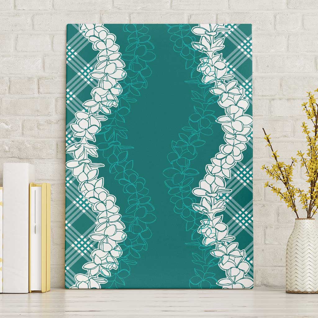 Hawaii Aloha Plumeria Lei Teal Palaka Canvas Wall Art LT7 Without Frame Teal - Polynesian Pride