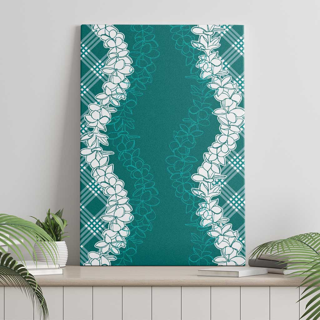 Hawaii Aloha Plumeria Lei Teal Palaka Canvas Wall Art LT7 - Polynesian Pride