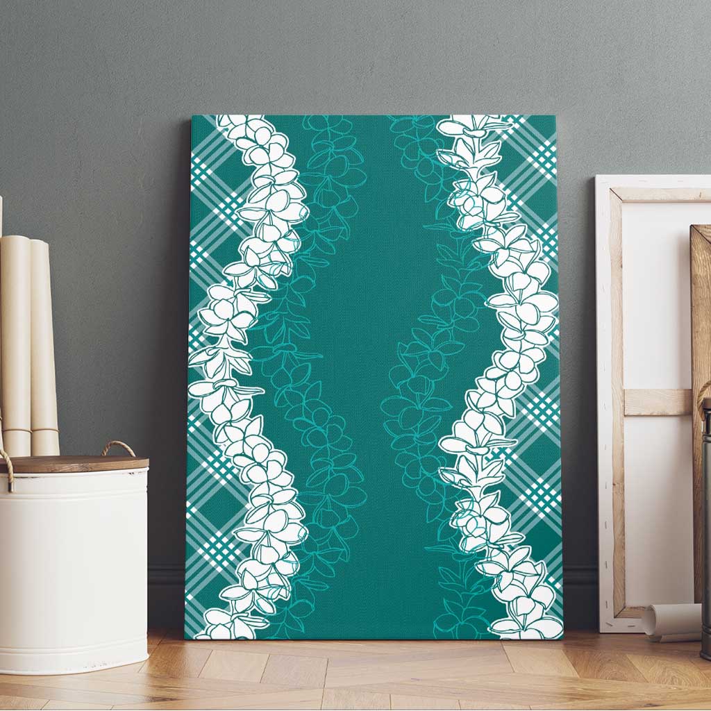 Hawaii Aloha Plumeria Lei Teal Palaka Canvas Wall Art LT7 - Polynesian Pride